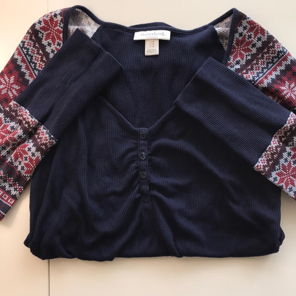 Motherhood Maternity long sleeved waffle shirt